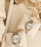 ساعت ست زنانه و مردانه مدل کاسیو گادفادر رنگ سیلور بند کرکره ای