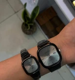 ساعت ست کاسیو اولدمانی مربع – طراحی کلاسیک - مشکی صفحه دودی