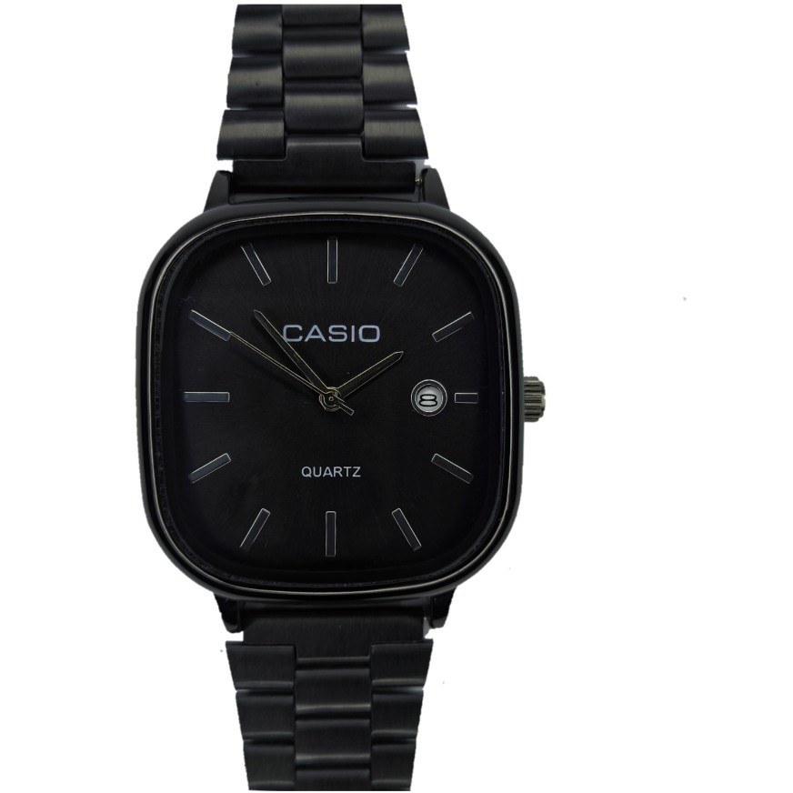 ست ساعت مچی زنانه و مردانه Casio-مشکی بند استیل (اصل و شیک،مناسب هدیه)